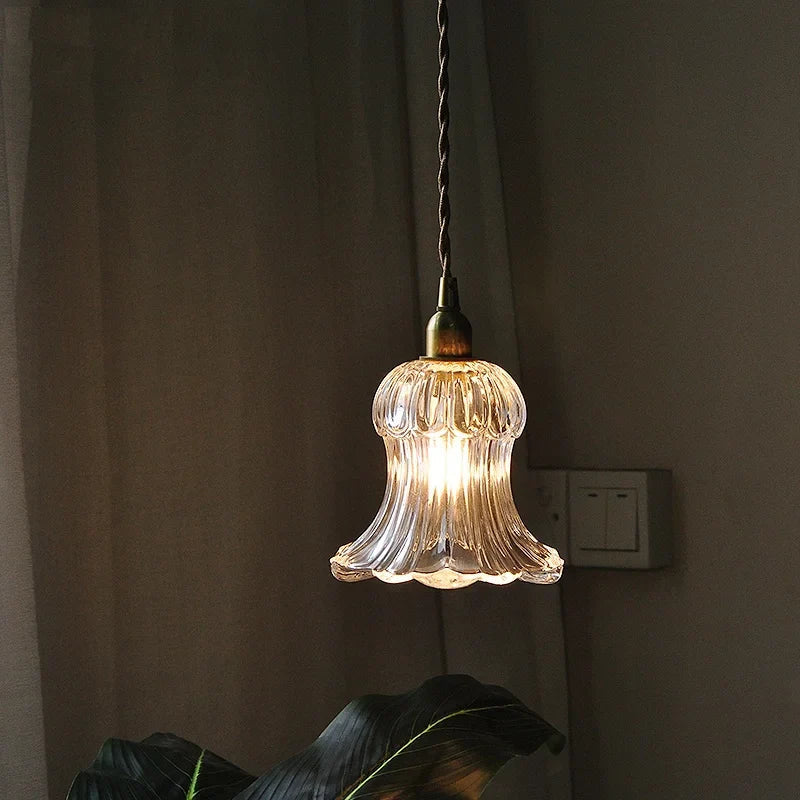 Brass LED Pendant Light Fixture Clear Glass Nordic Modern Hanging Lamp
