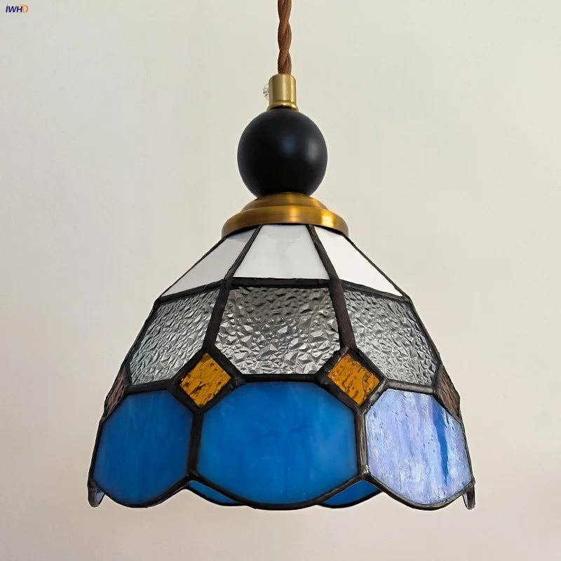 Tiffany Glass LED Pendant Light Fixture for Living Room Decoration