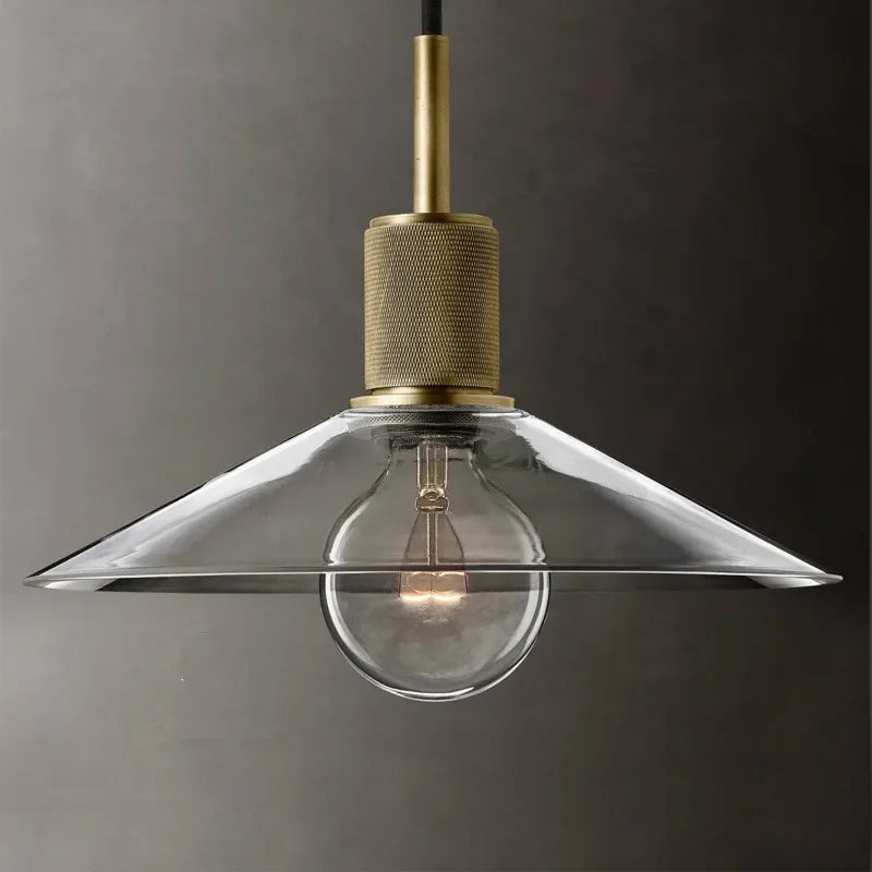 Clear Glass LED Pendant Light Gold Metal ChandelierMarshalAsLED Hanging Lamp