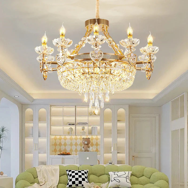 European Luxury Crystal Chandelier for Living Room, Duplex Building Lamps
