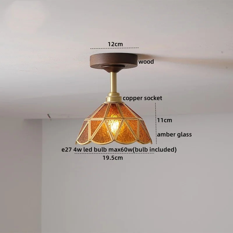 Yellow Glass LED Ceiling Lamp - Modern Nordic Style Lighting Fixtures