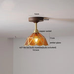 Modern Wood Glass LED Ceiling Light for Living Room, Aisle, Balcony, Indoor Lighting