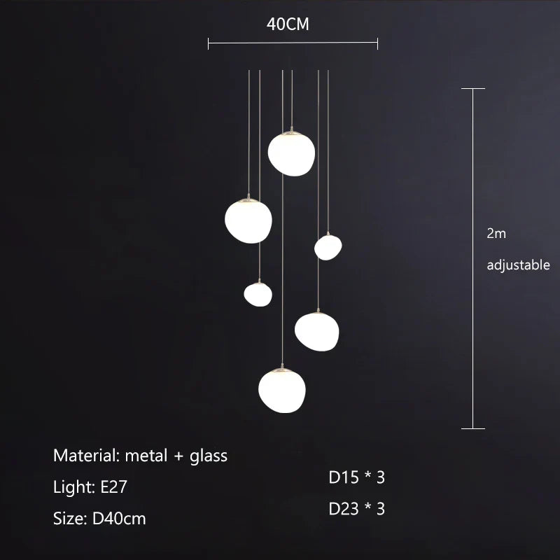 Nordic Glass Lampshade LED Ceiling Chandelier for Home Decoration