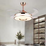 Invisible Gold Ceiling Fan with LED Light and Retractable Blades