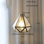 Walnut Wood LED Pendant Light Fixture Wine Red Glass Vintage Brass Hang Lamp