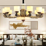 Luxury Copper Marble Chandelier for Living Room in New Chinese Style