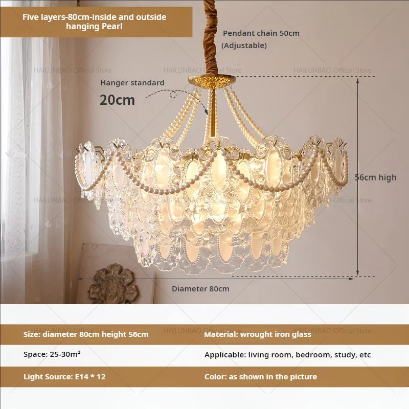 Cream Wind Crystal Chandelier - Elegant French Design for Luxury Living Spaces
