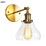 Afralia™ Gold LED Wall Sconces Iron Loft Retro Home Bedroom Lamp