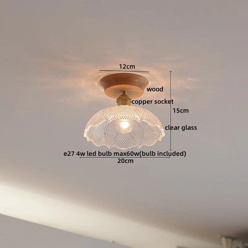 Copper Wood LED Ceiling Lamp Ceramic Modern Ceiling Lights for Home Decor