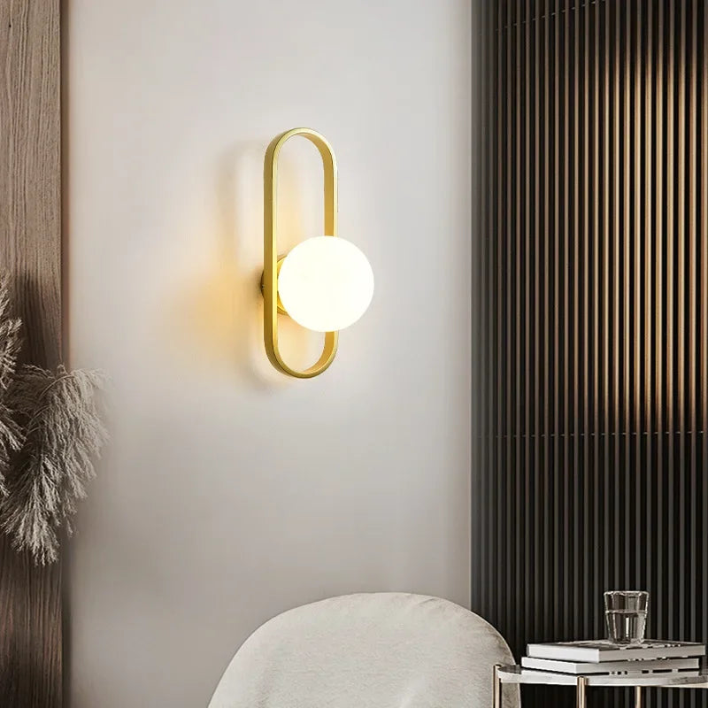 Nordic Glass Wall Light Sconce for Bedroom, Staircase, Living Room - LED E27