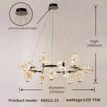 Sunflower Crystal Chandelier: Luxury Gold & Black LED Pendant Light