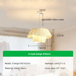 Nordic Pleated Fabric E27 Pendant Light Dining Room Creamy Hanging Lamp Bedroom Suspend Lamp - Afralia™