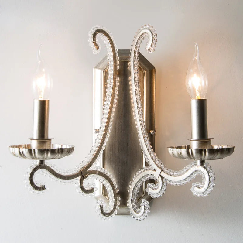 Crystal LED Chandelier: French Living Room Retro E14 Pendant Light for Home Decor