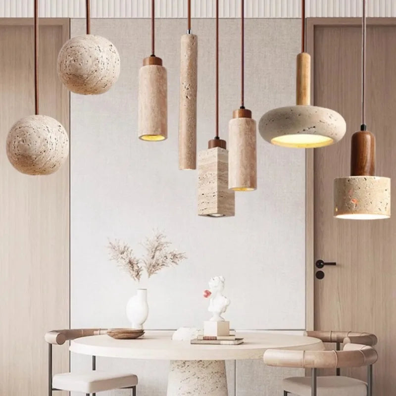 Stone Pendant Lamp: Bedroom Kitchen LED Lighting Fixture