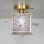 Crystal Glass LED Ceiling Light Copper Canopy Nordic Modern Design