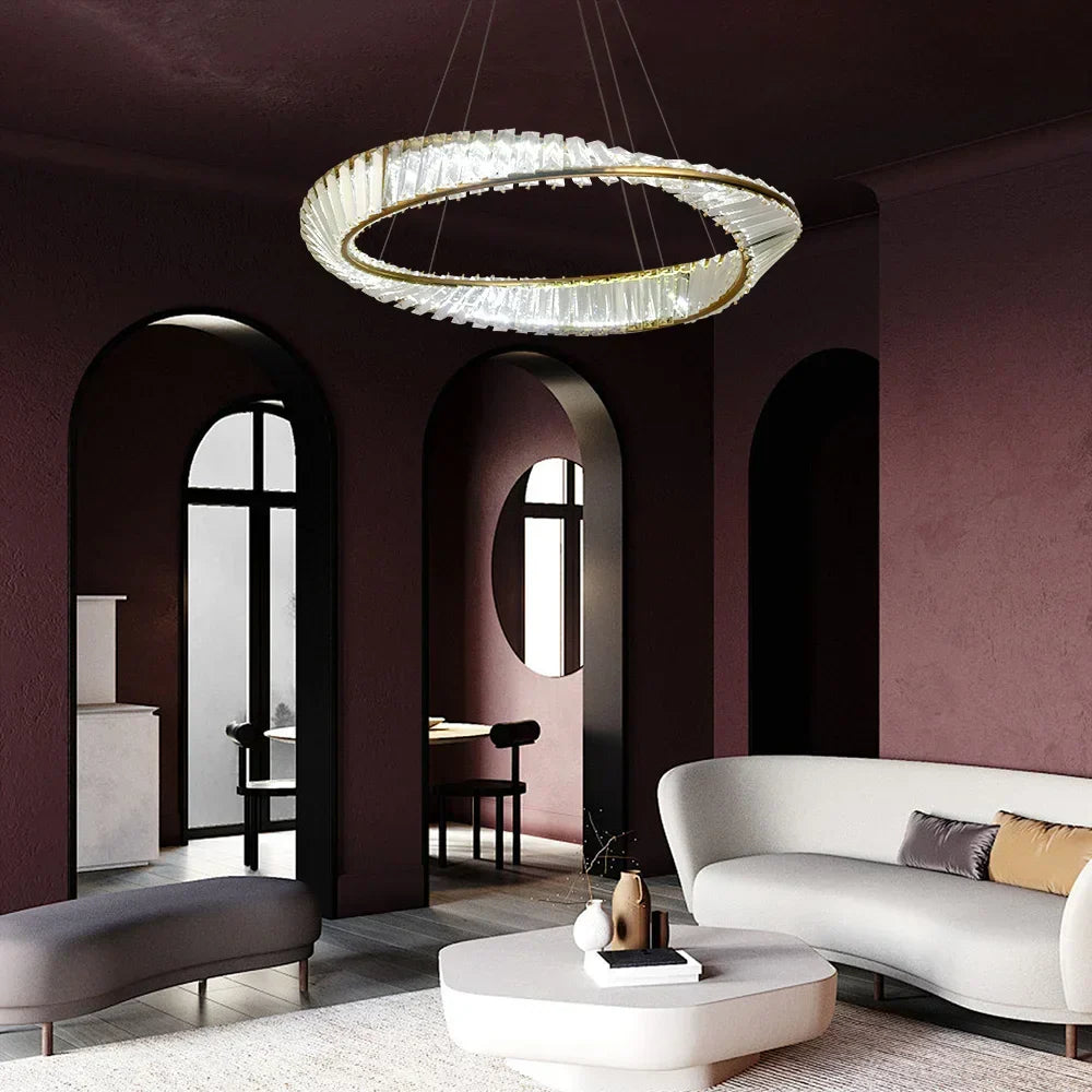Gold Möbius Strip Pendant Chandelier for Luxe Living and Dining Spaces