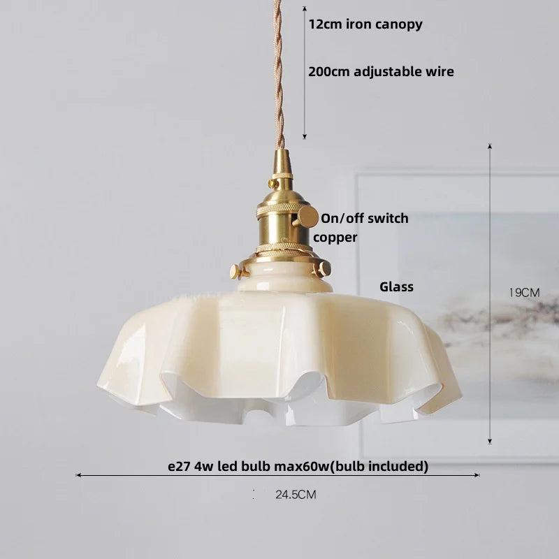 Yellow Glass Wire LED Pendant Light Modern Home Decor Nordic Hanging Lamp