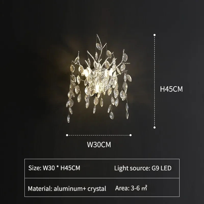 Luxury Gold Wall Sconce Crystal Decor LED Wall Light