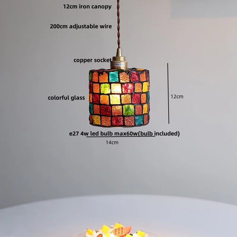 Wood LED Glass Pendant Light: Modern Nordic Adjustable Hanging Lamp