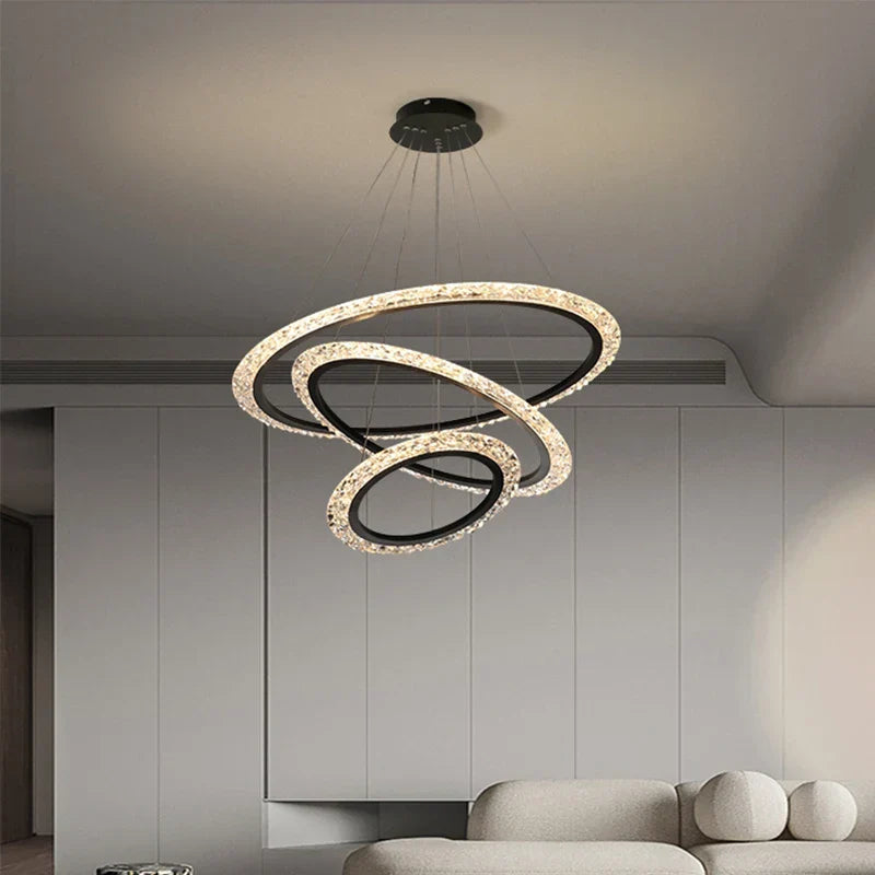 Modern Luxury Gold Ring LED Pendant Chandelier for Living Room & Bedroom