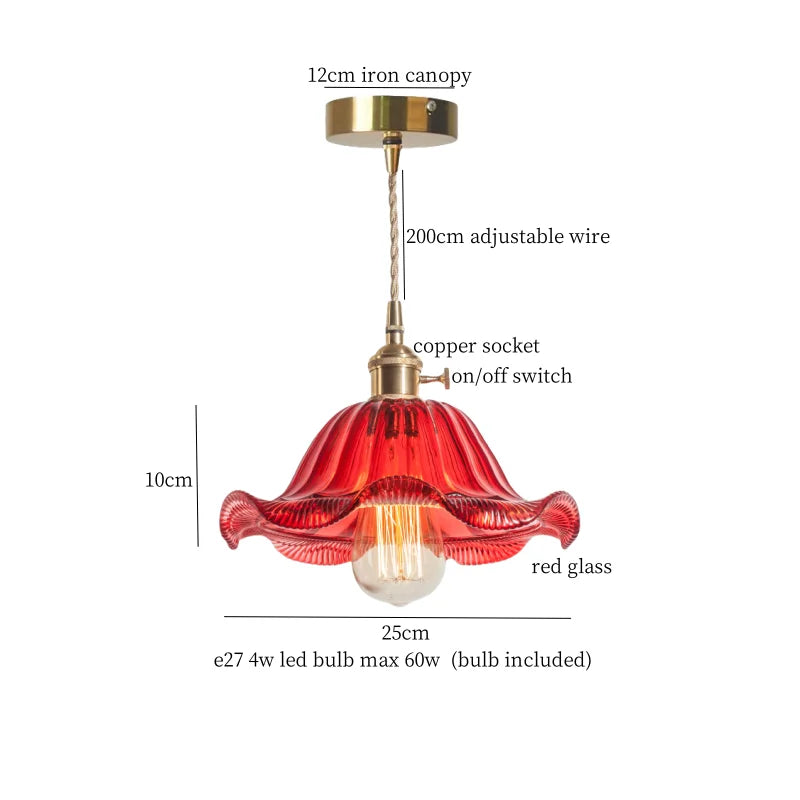 Afralia™ Brass Glass LED Pendant Lamp for Cafe Bar Restaurant Bedroom Loft