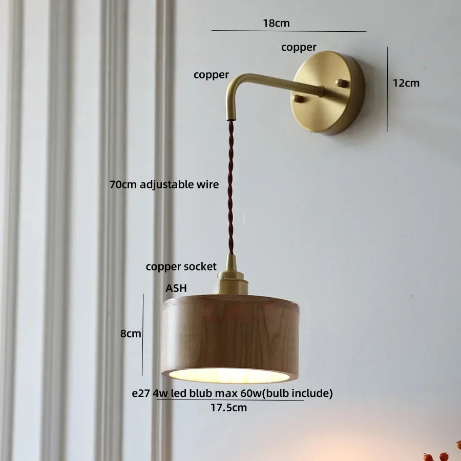 Wood Adjustable LED Wall Light Fixture | Modern Nordic Bedside Wall Lamp