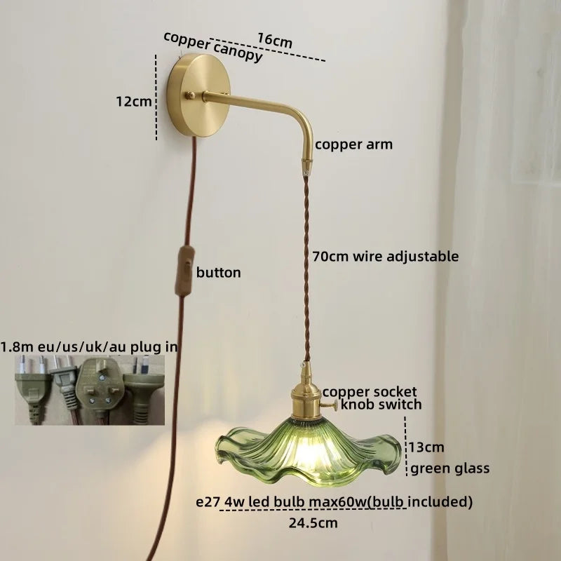 Gray Glass LED Wall Sconce Lamp for Home Decor, Bedroom, Living Room - Nordic Design