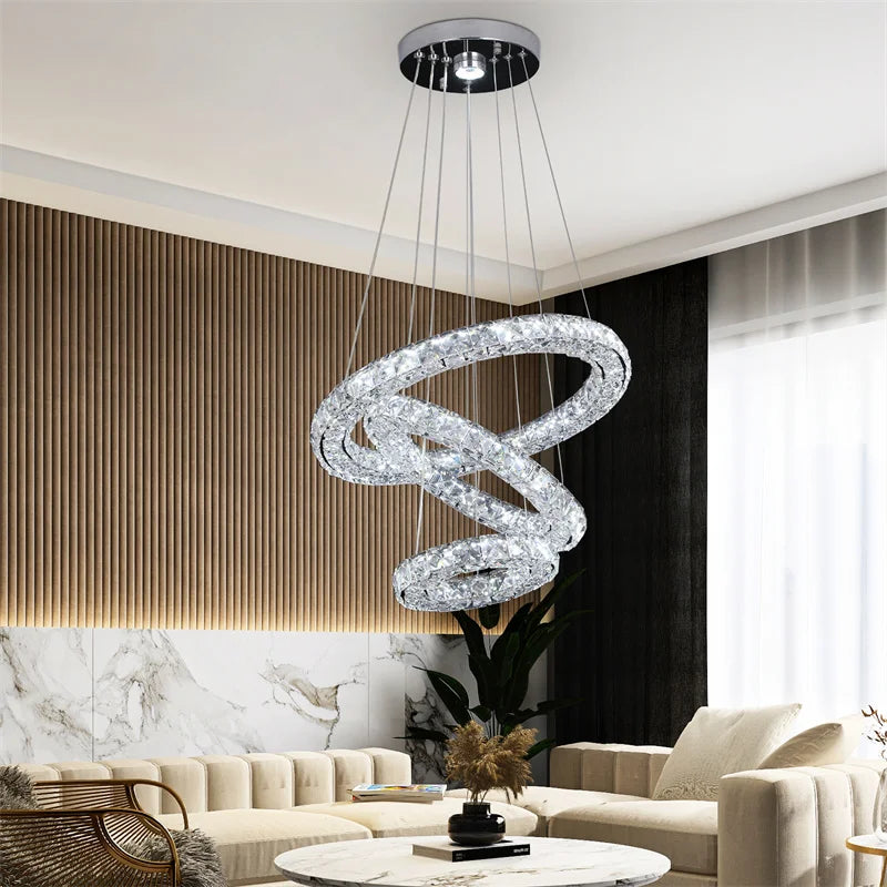 Crystal LED Chandelier Pendant Light for Modern Luxury Living Dining Room Décor