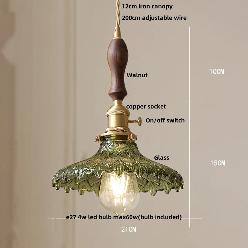 Yellow Glass LED Pendant Lights with Adjustable Hanging Lamp