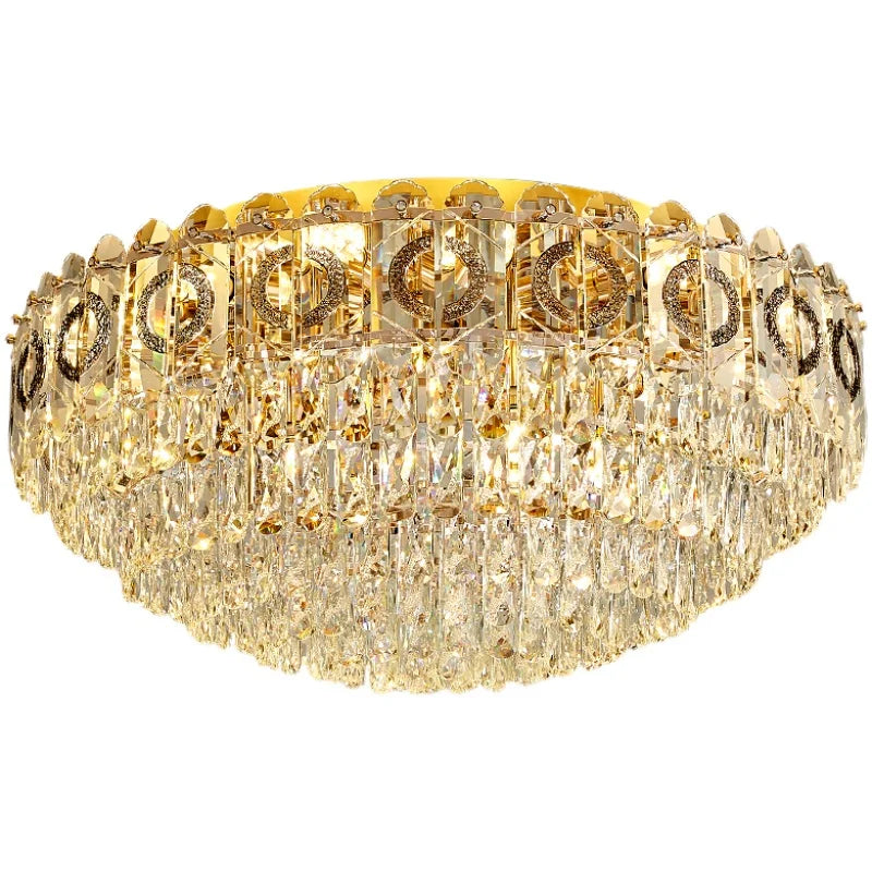 Crystal Ceiling Lamp: Modern Simple Golden Round Light for Living Room, Bedroom, Study