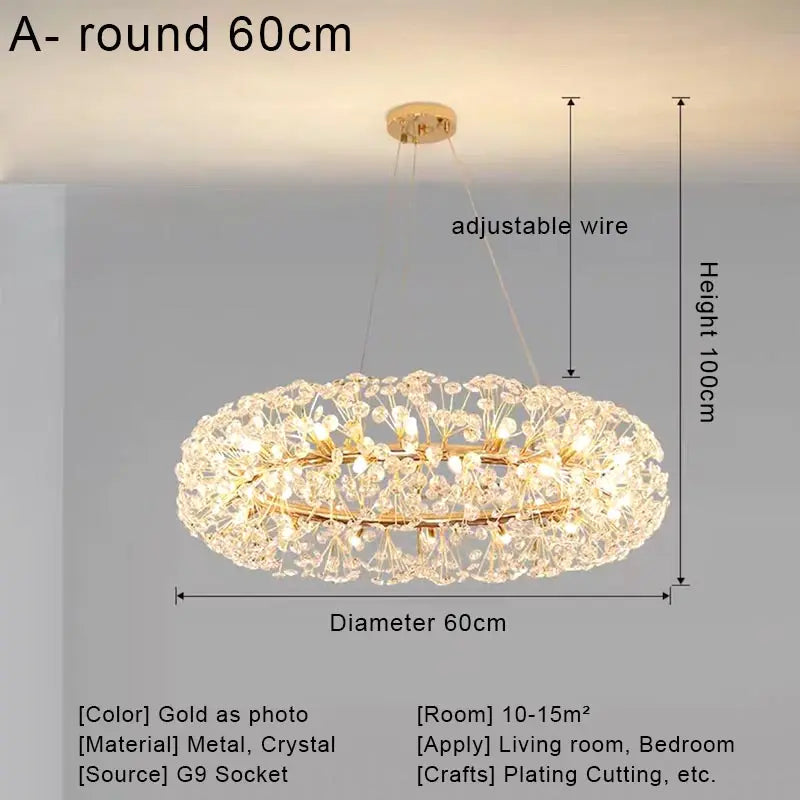 Crystal LED Ceiling Pendant Chandelier for Home Decoration and Lighting