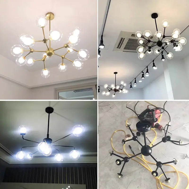 Glass Ball Pendant Chandelier for Living Room Bedroom Dining Room