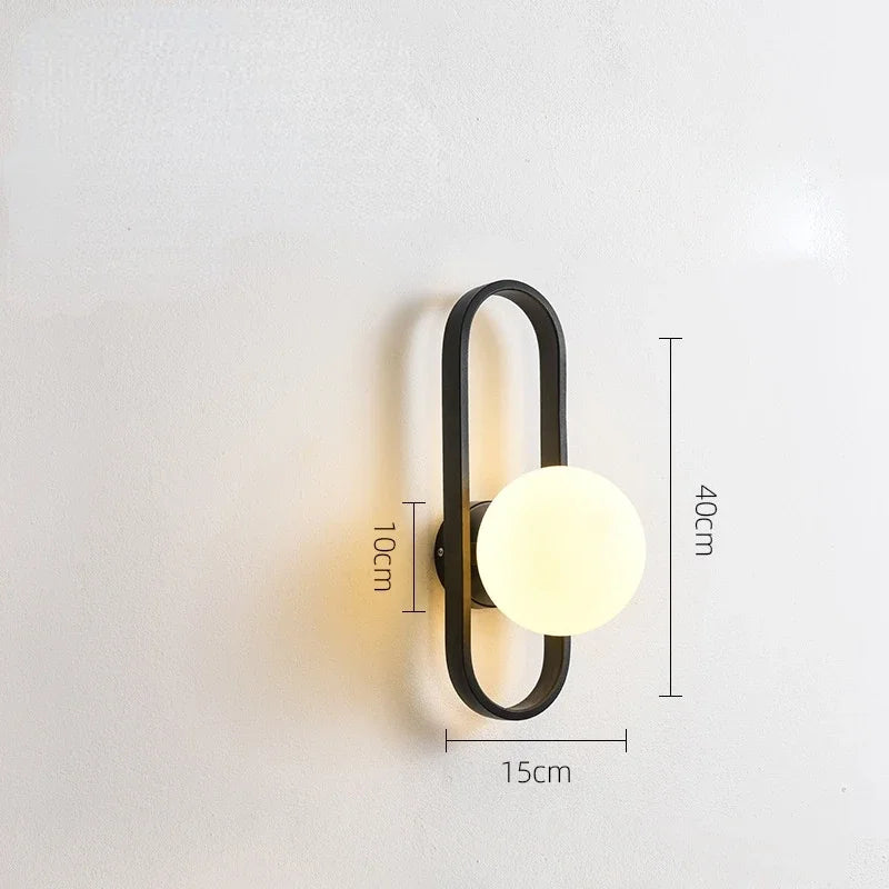 Nordic Glass Wall Light Sconce for Bedroom, Staircase, Living Room - LED E27