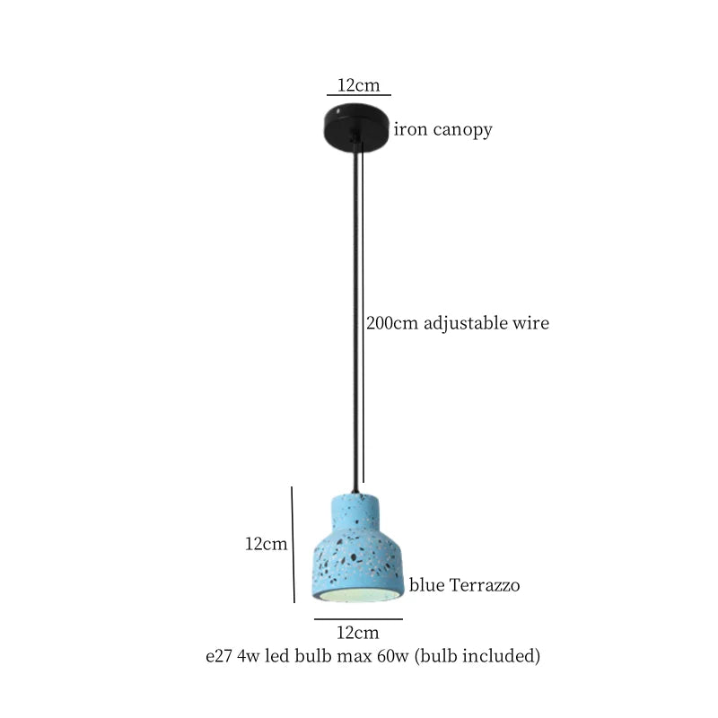 Wabi Sabi LED Pendant Lights Fixture Terrazzo Hanging Lamp Lighting