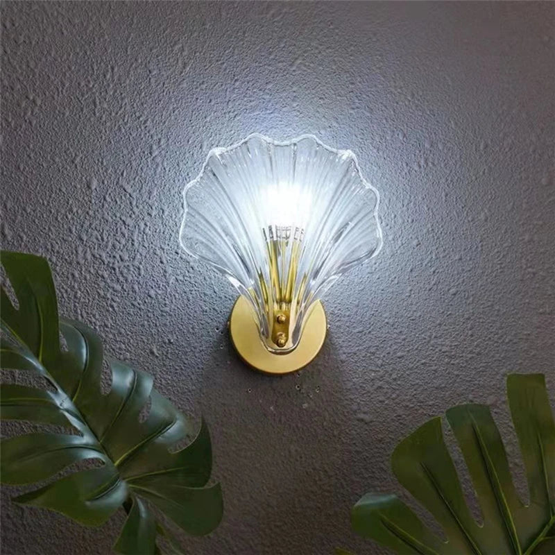 Shell Glass LED Wall Lamp for Home Decor and Bedroom Lighting