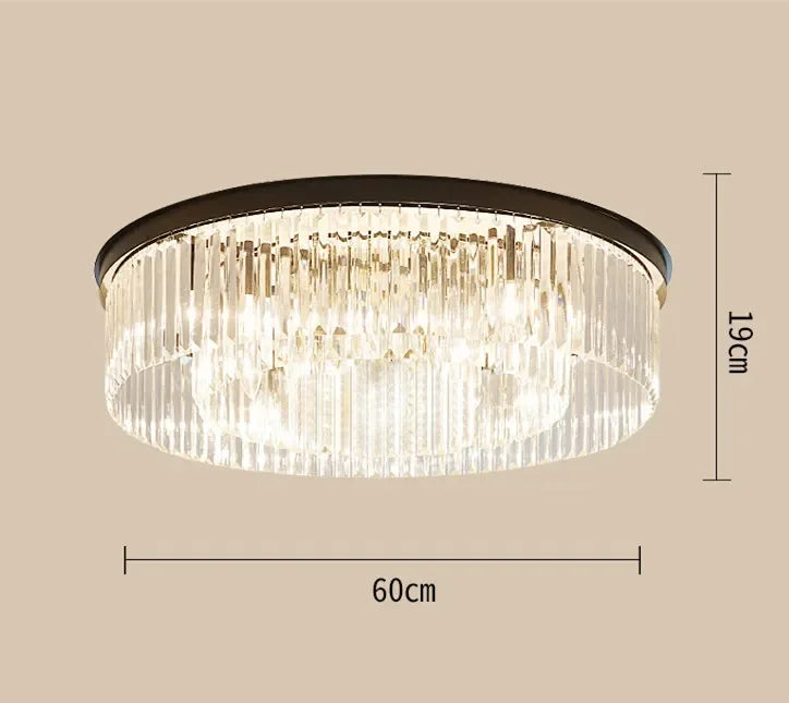 Metal Crystal Pendant Light Chandelier for Living Room, LED Hanging Lamp