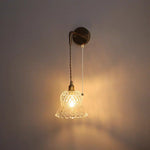 Flower Glass LED Wall Sconce Pull Chain Switch Modern Bathroom Mirror Light