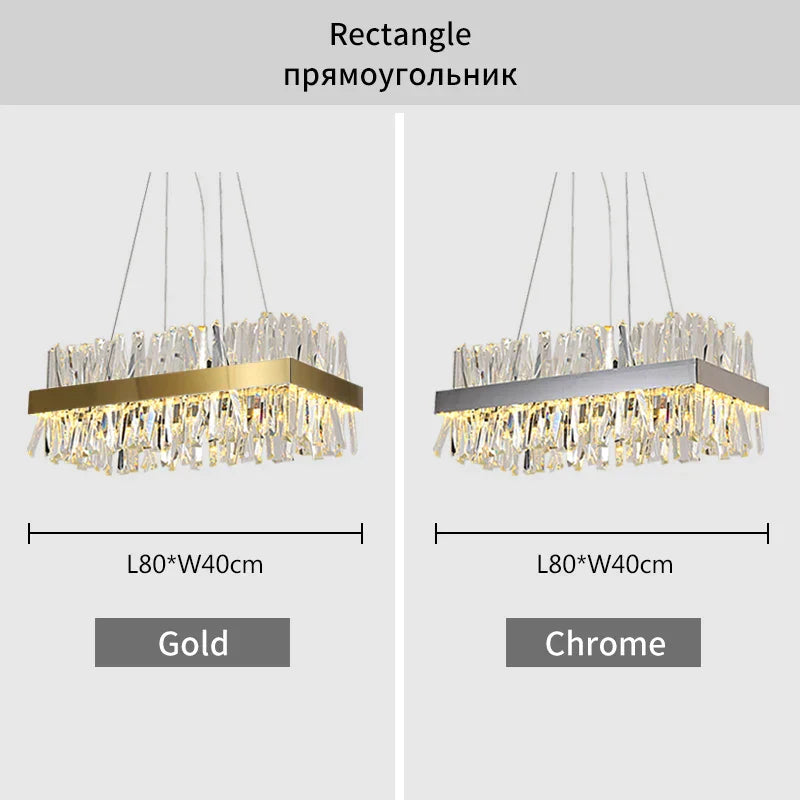 Crystal LED Pendant Light Chrome/Gold Luxury Chandelier for Kitchen Living Room.