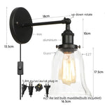 Industrial Clear Glass Wall Sconce Light for Stair, Foyer, Bedroom.