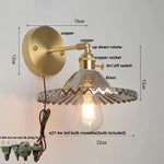 Vintage Green Glass LED Wall Light with Pull Chain Switch