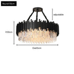 Oval LED Crystal Chandelier: Modern Black Pendant Light for Living Room, Bedroom, Dining Room