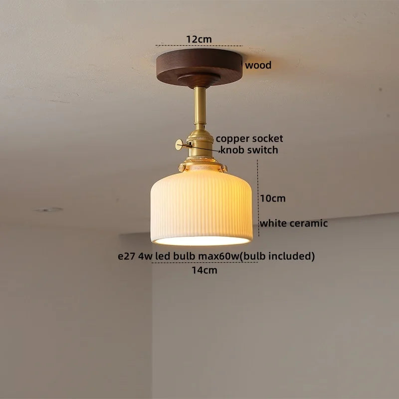 Yellow Glass LED Ceiling Lamp - Modern Nordic Style Lighting Fixtures