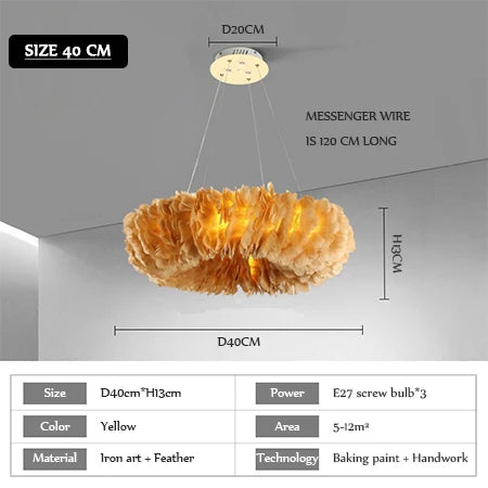Nordic Feather Pendant Lamps for Bedroom and Home Decor Lighting