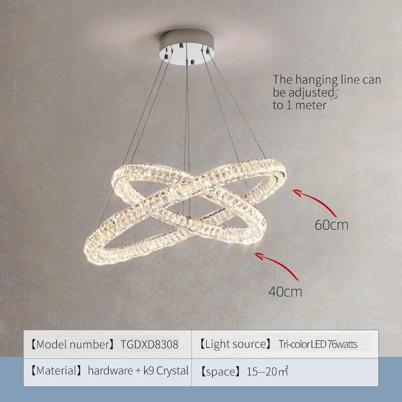 Crystal Chandelier Ring - Elegant Light Luxury for Living Room, Dining Room & Bedroom