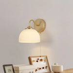 Afralia™ Iron White Glass LED Wall Lamp Sconce Pull Chain Switch Nordic Modern Stair Light