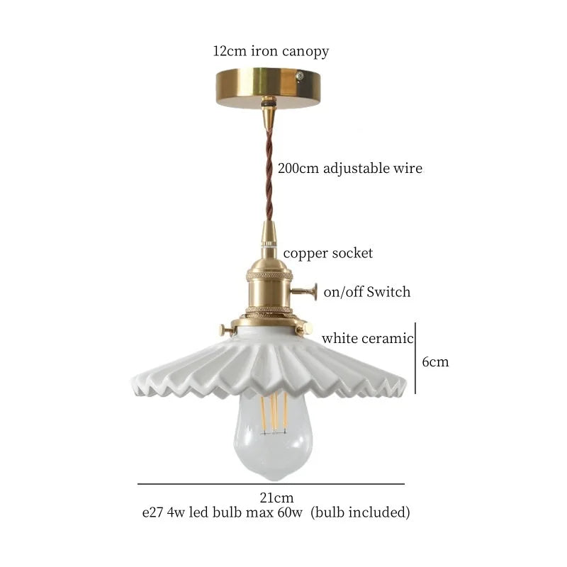 White Ceramic LED Pendant Lamp - Nordic Minimalism Design