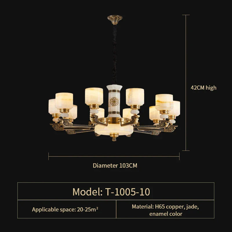 Luxury Zinc Alloy Jade Chandelier for Living Room, Villa, and Restaurant