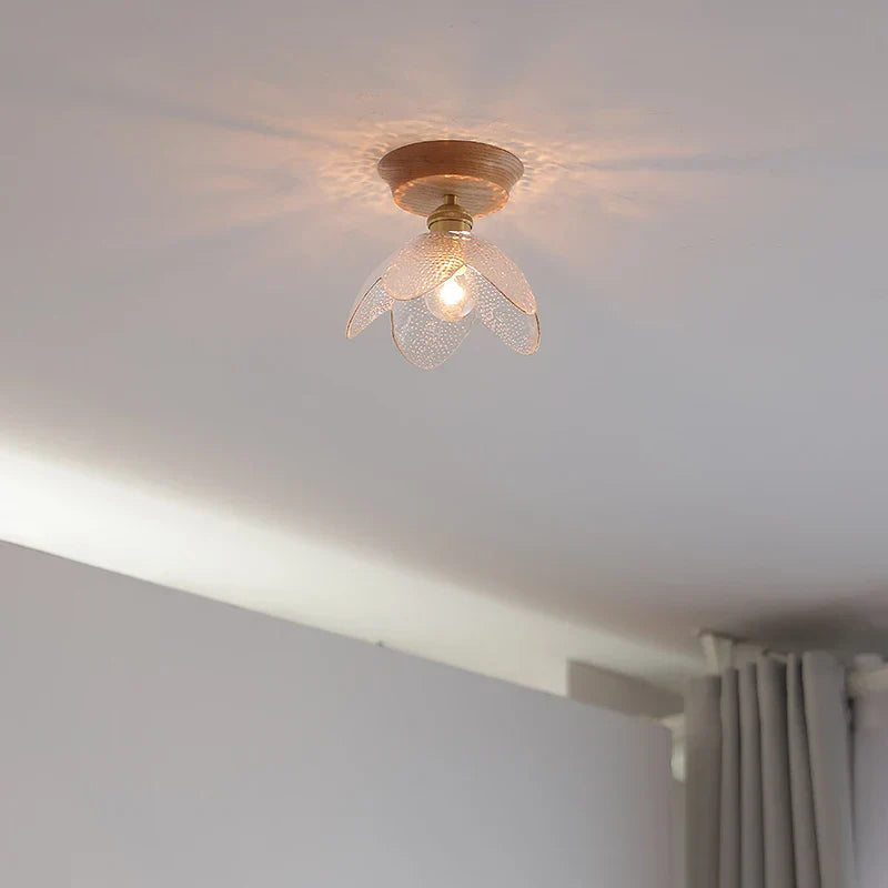 Glass Wood LED Ceiling Light Modern Ceiling Lamp