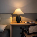 Wooden Mushroom Desk Lamp Black Engraved Table Light for Office Décor