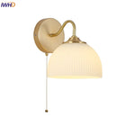 Afralia™ Iron White Glass LED Wall Lamp Sconce Pull Chain Switch Nordic Modern Stair Light